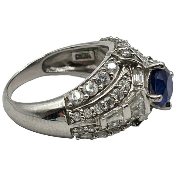 Vintage Victoria Weick 925 Sterling Silver Sapphire and CZ Ring - Size 6 - Picture 4 of 6